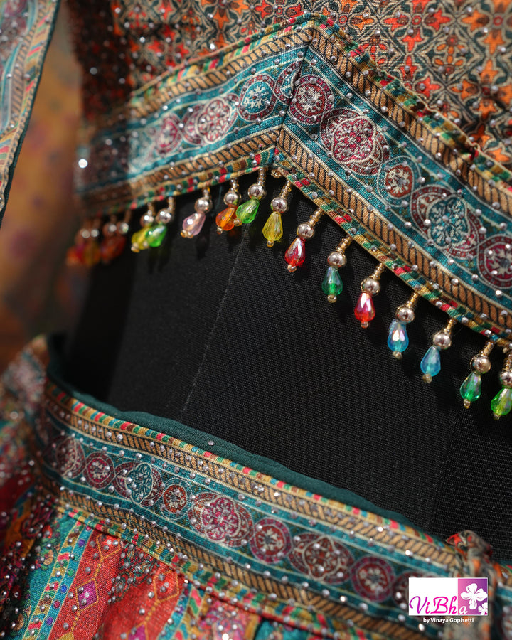 Rust Orange Multicolor Lehenga Set
