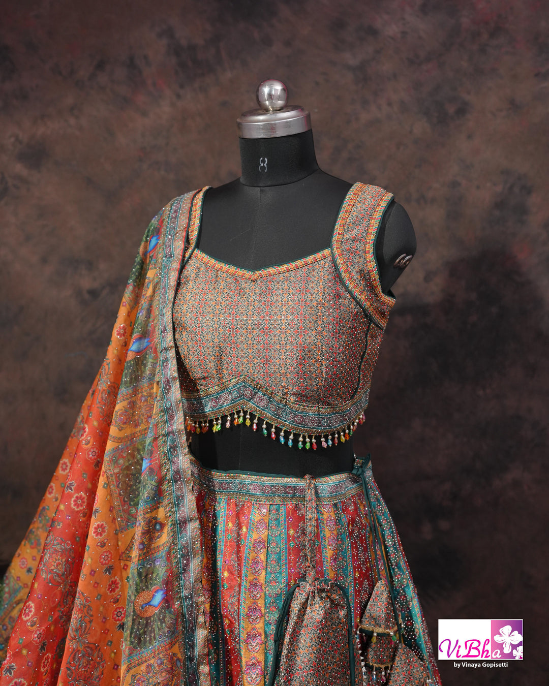 Rust Orange Multicolor Lehenga Set