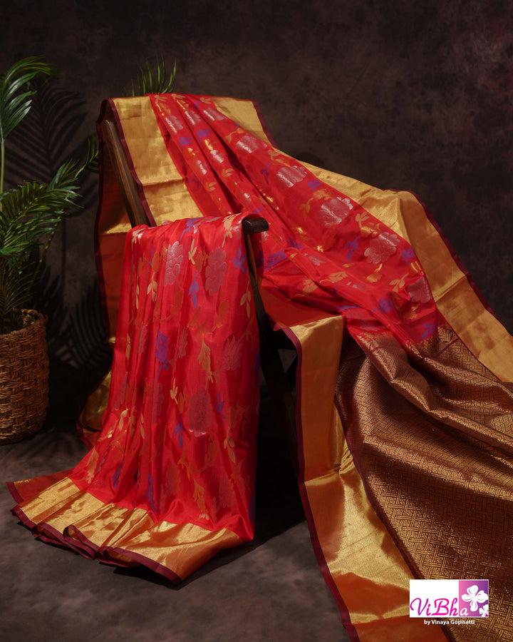 Red kaddi jamdani
