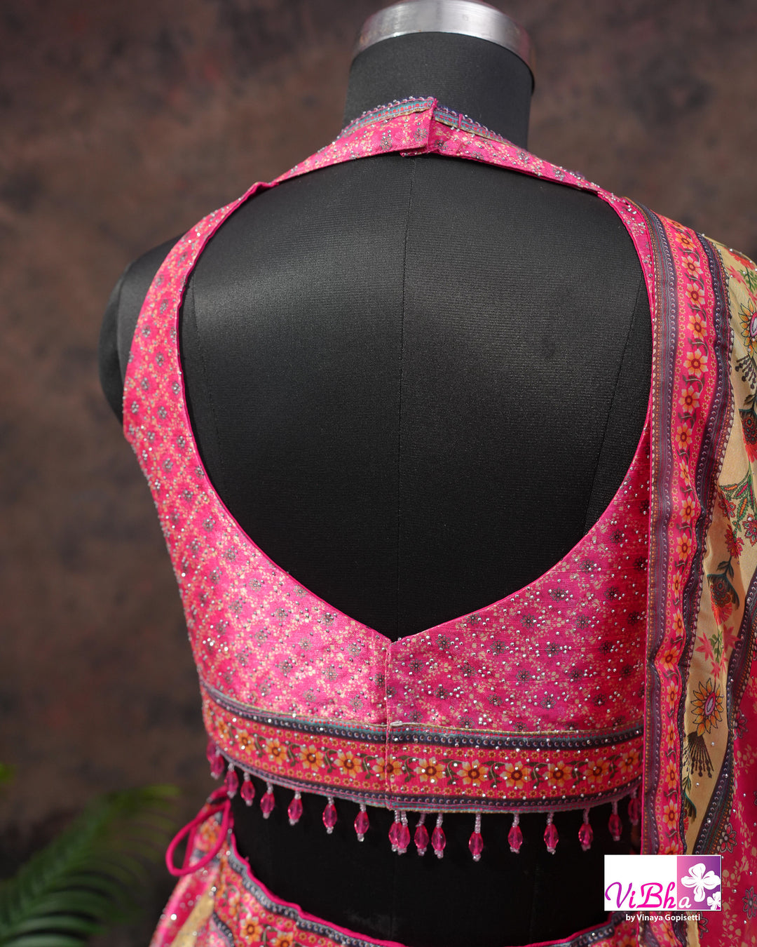 Rani Pink Peacock Print Lehenga Set
