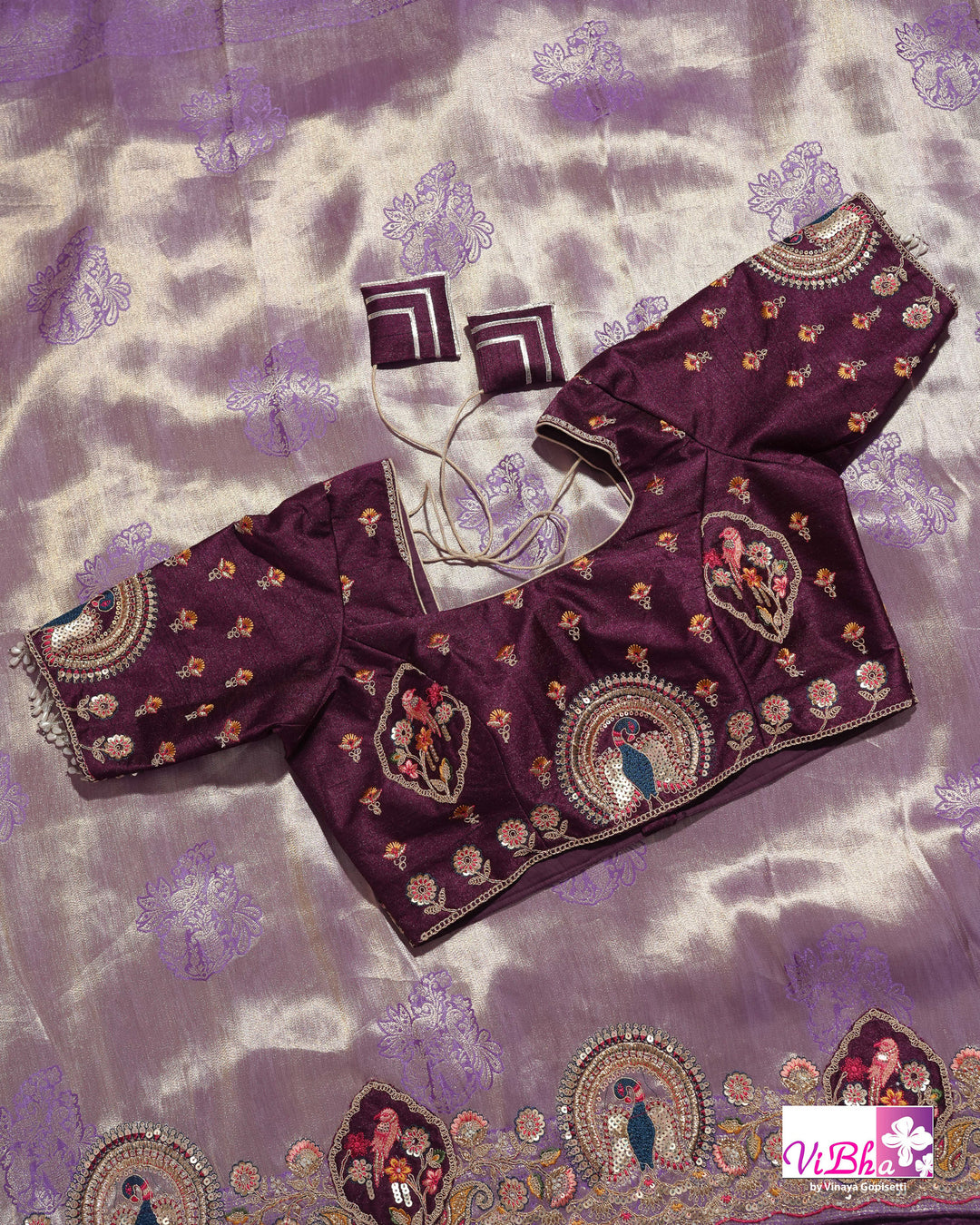 Lavender Designer Saree with Ornate Peacock and Figurative Embellishments