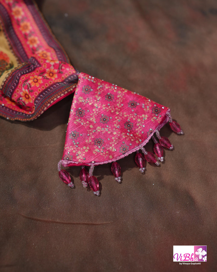 Rani Pink Peacock Print Lehenga Set