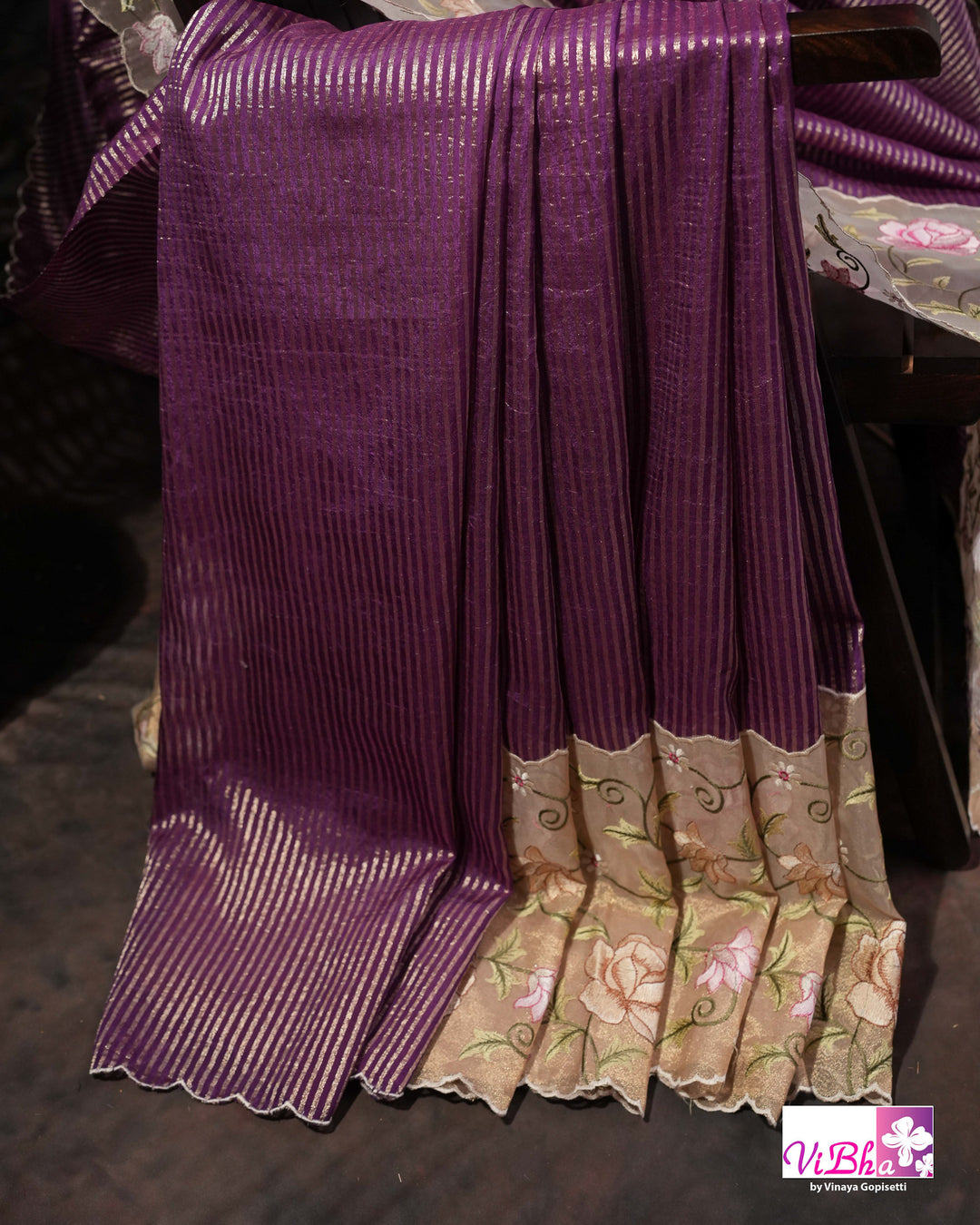 Purple fancy banarasi with embroidered border
