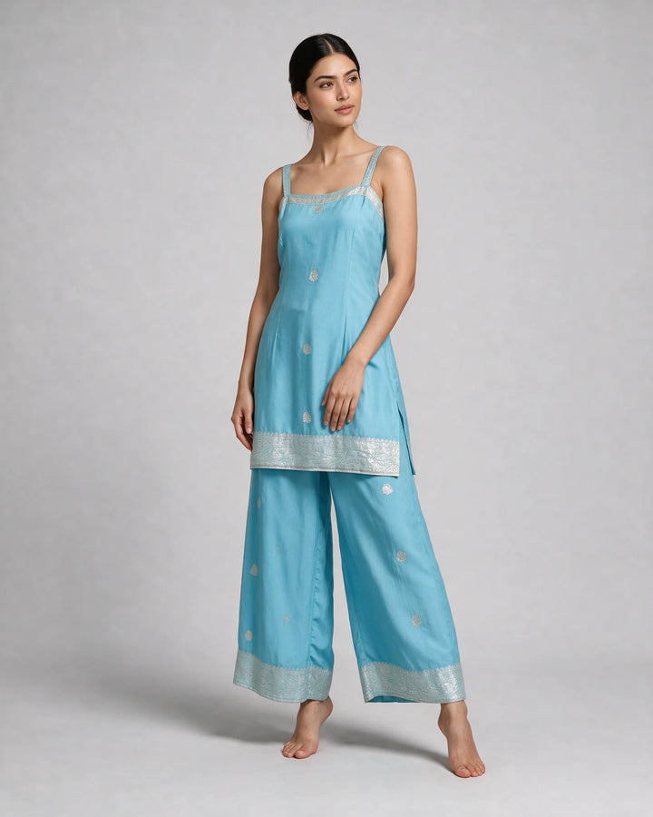 Light Blue Sharara Set