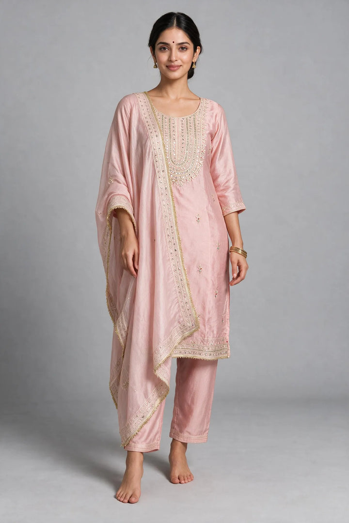 Blush Pink Embroidered Salwar Suit Set