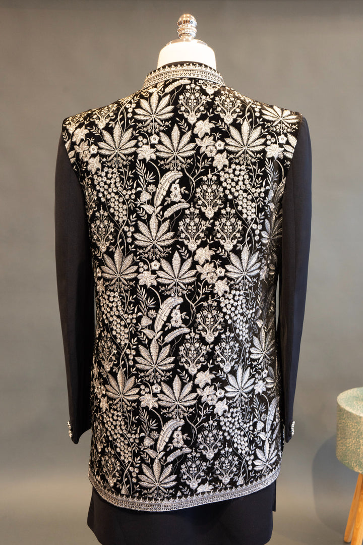 Black Embroidered 3-Piece Mens Kurta Set