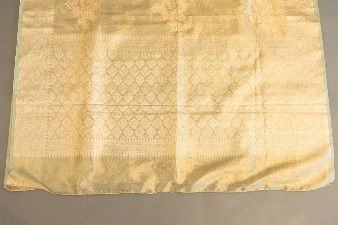 Sage Green Banarasi Tissue Saree and Blouse