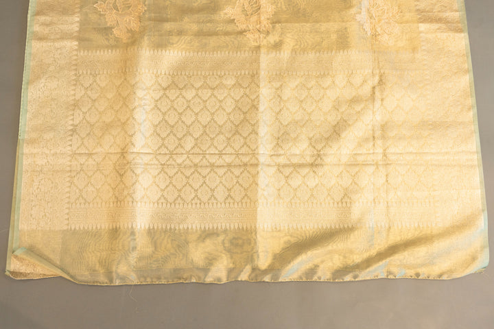 Sage Green Banarasi Tissue Saree and Blouse