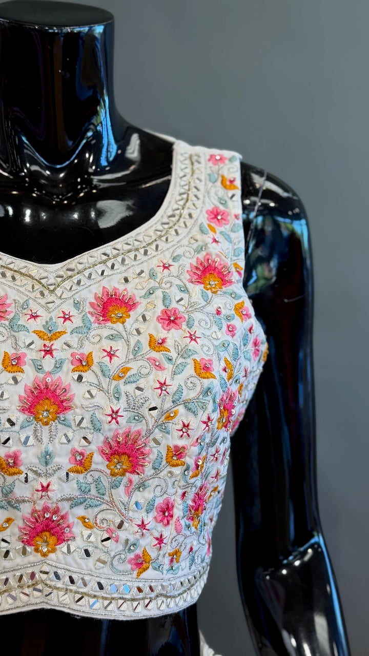 Off White Embroidered Lehenga set