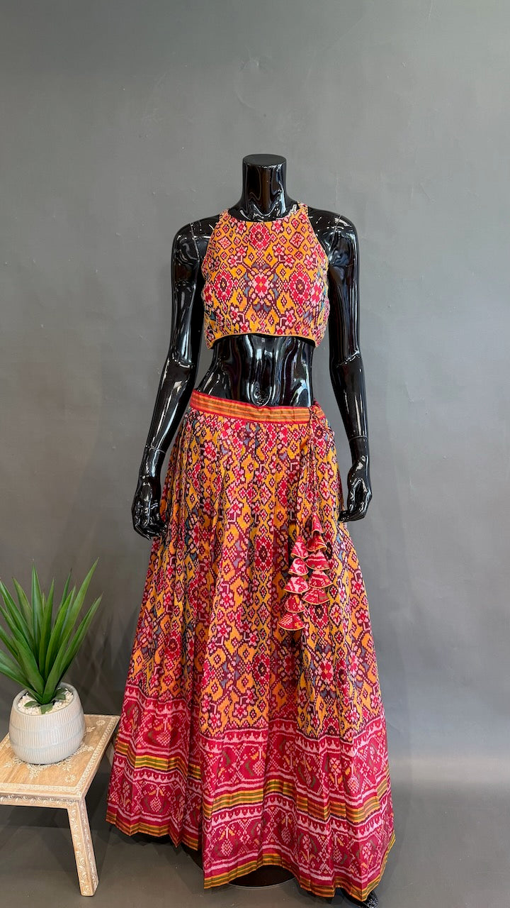 Rust and Yellow Patola Lehenga Set