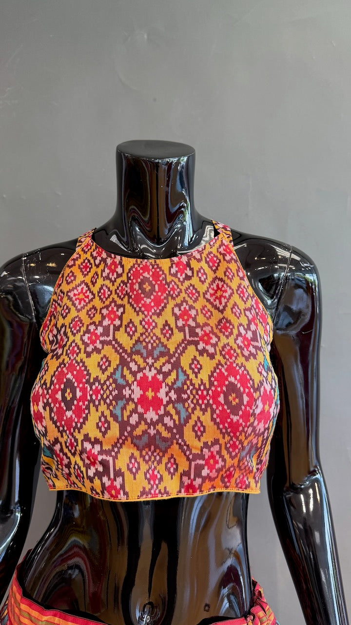 Rust and Yellow Patola Lehenga Set