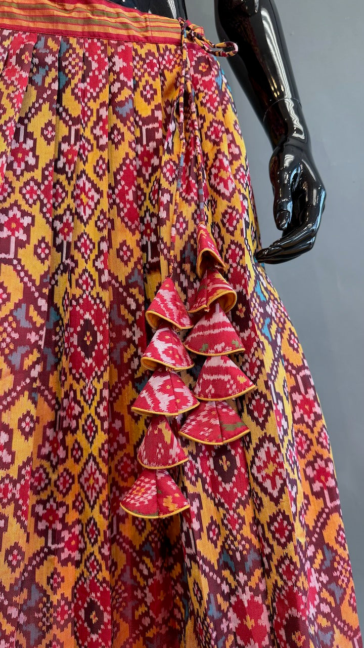 Rust and Yellow Patola Lehenga Set
