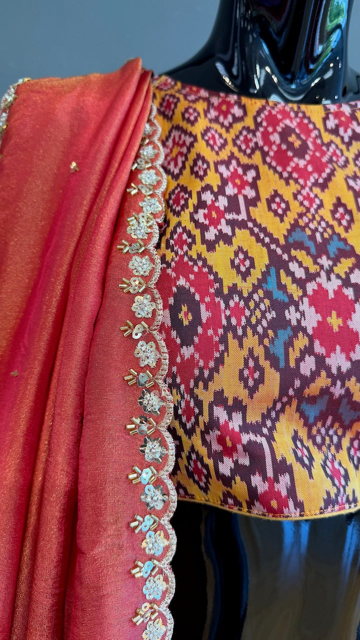 Rust and Yellow Patola Lehenga Set