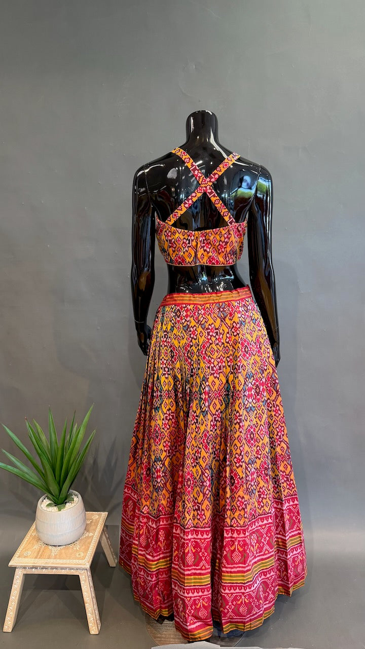 Rust and Yellow Patola Lehenga Set