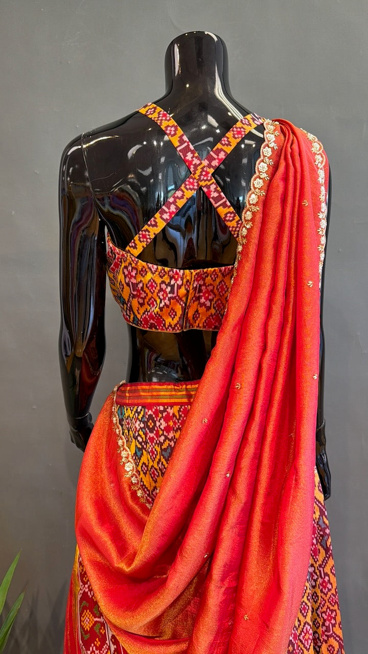 Rust and Yellow Patola Lehenga Set