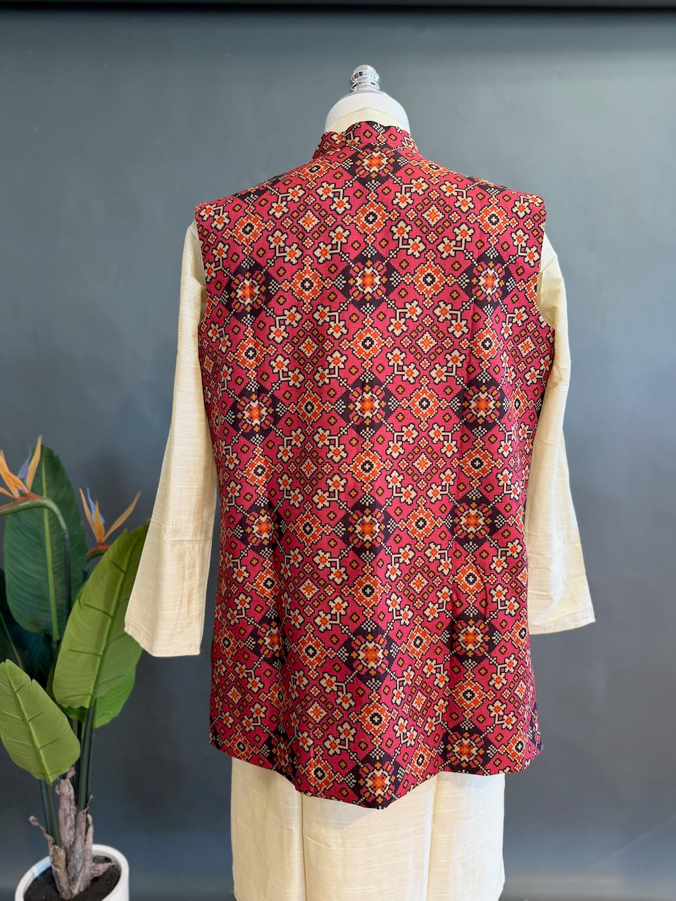 Handloom Long Length Cotton Patola Vest