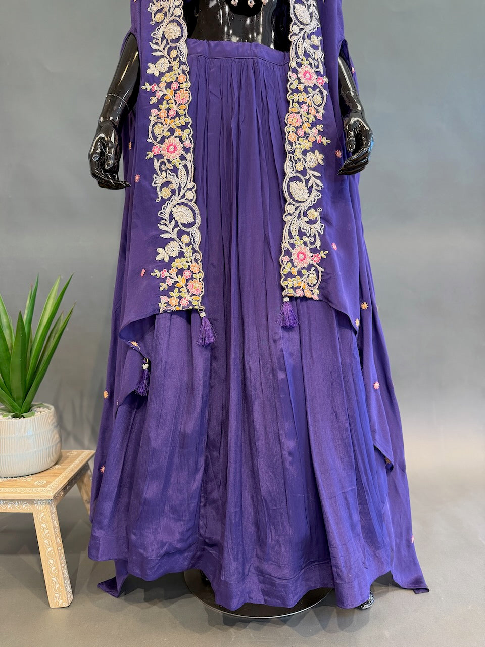 Purple cape style lehenga set