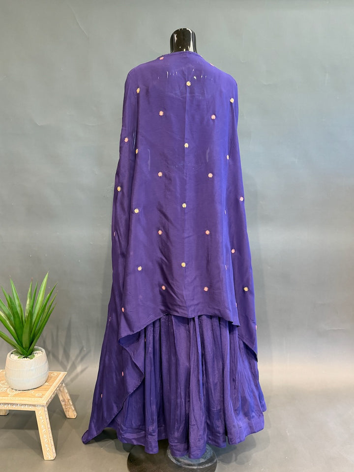 Purple cape style lehenga set