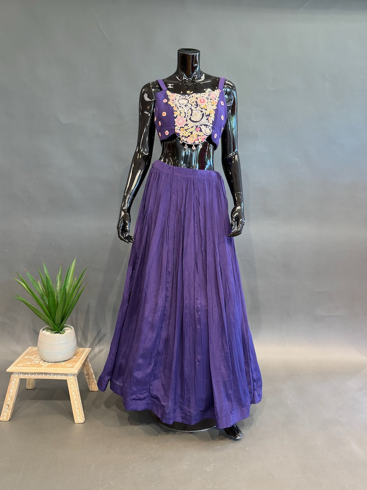 Purple cape style lehenga set