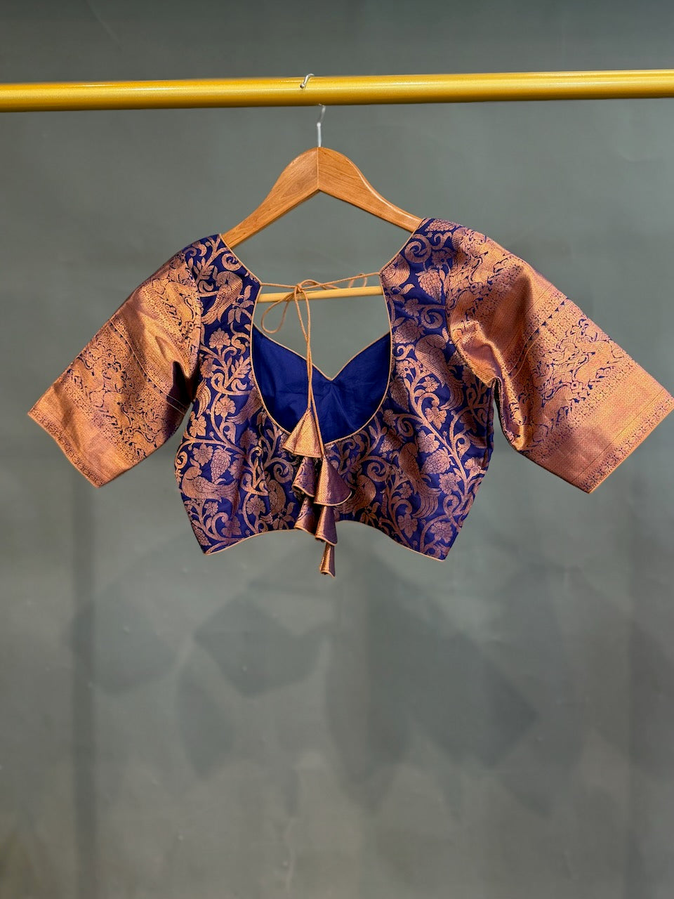 Purple and Pink Kanchi silk Copper Zari Lehenga set