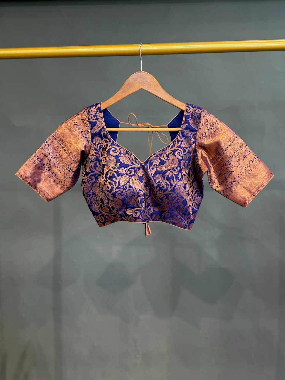 Purple and Pink Kanchi silk Copper Zari Lehenga set