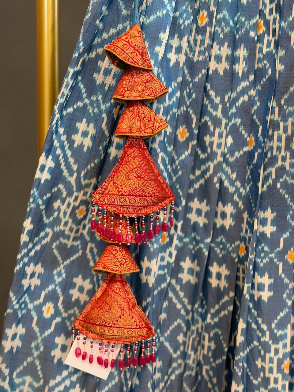 Blue and Orange Patola Silk Lehenga set