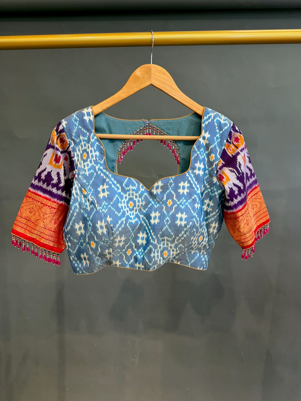Blue and Orange Patola Silk Lehenga set