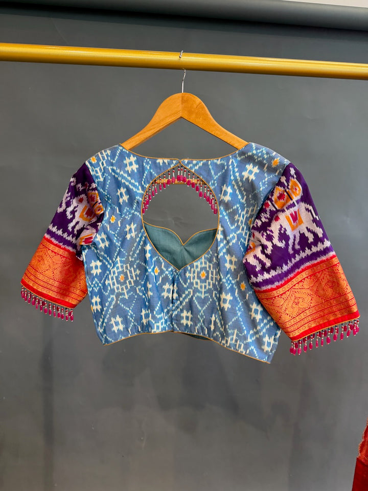 Blue and Orange Patola Silk Lehenga set