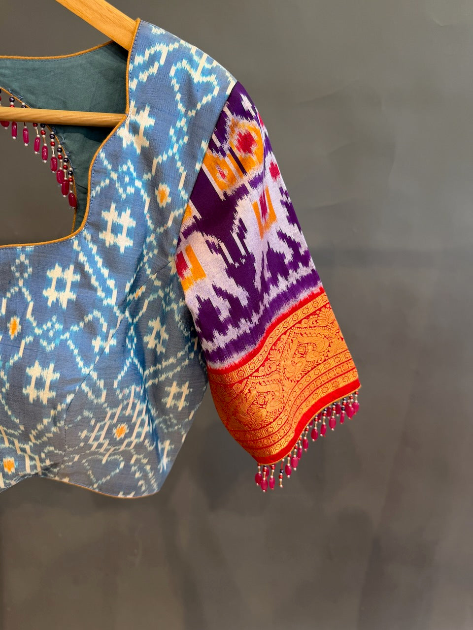 Blue and Orange Patola Silk Lehenga set