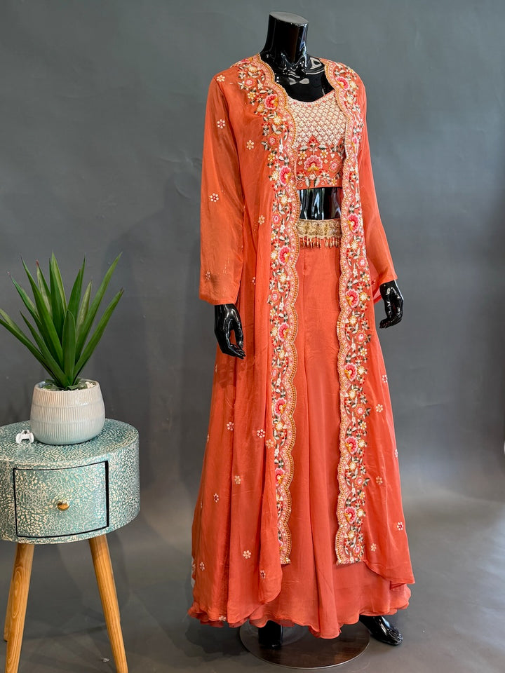 Orange Cape-Style Fusion Outfit