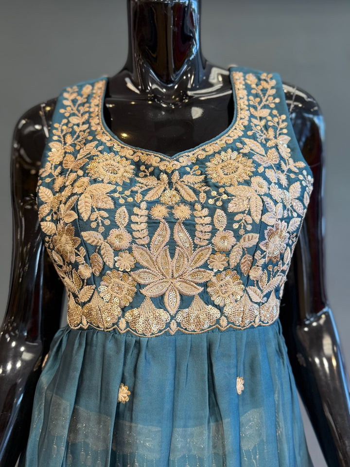 Peacock Green Embroidered Sharara Set