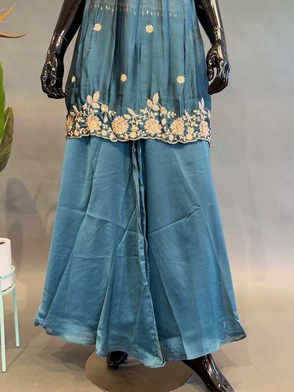 Peacock Green Embroidered Sharara Set