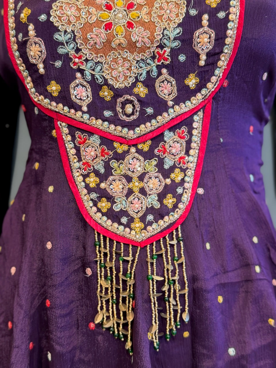 Deep Plum Embroidered Sharara Set