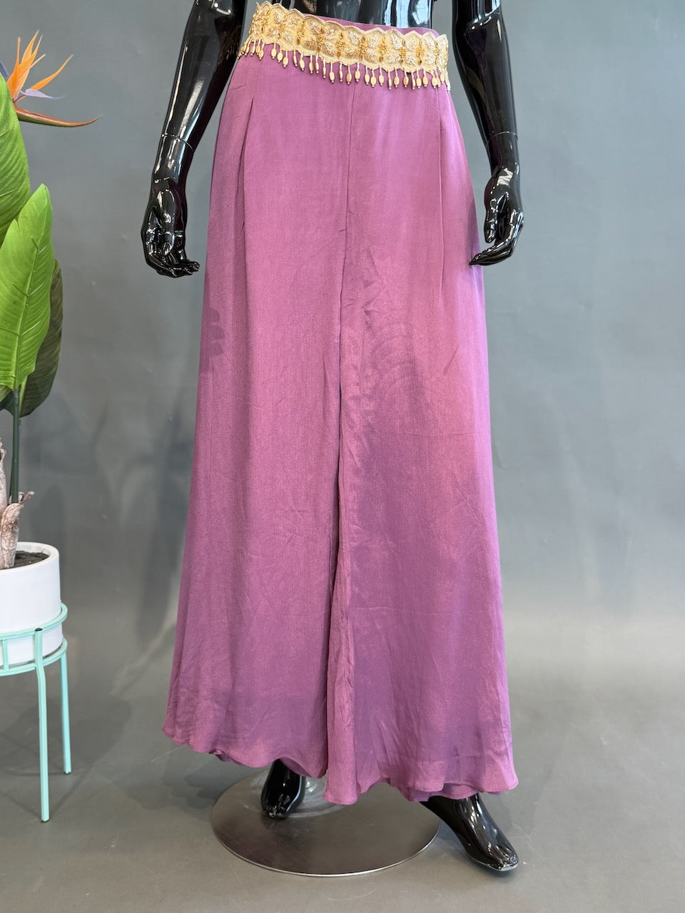 Lilac Pink Embroidered Blouse with long Jacket Sharara