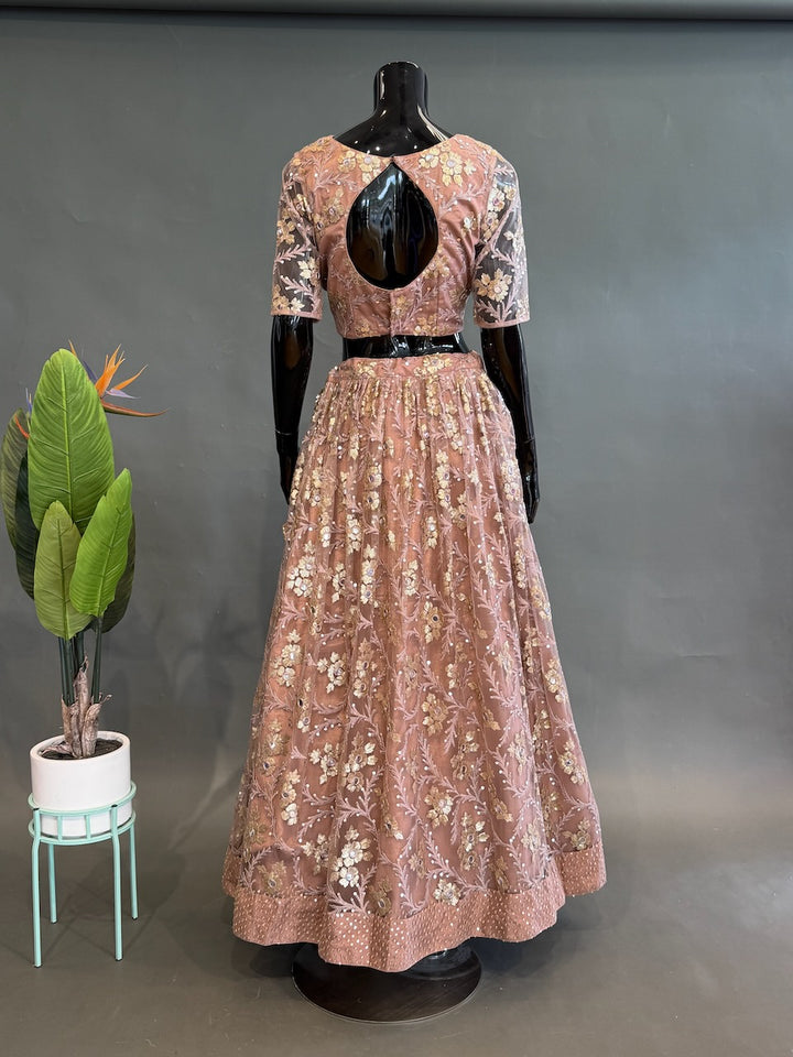 Light Mauve And Gold-Embroidered Lehenga Set