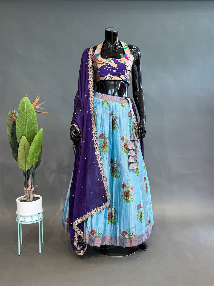 Floral Kanchi Soft Silk with Paithani Blouse Lehenga