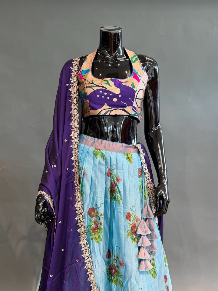 Floral Kanchi Soft Silk with Paithani Blouse Lehenga