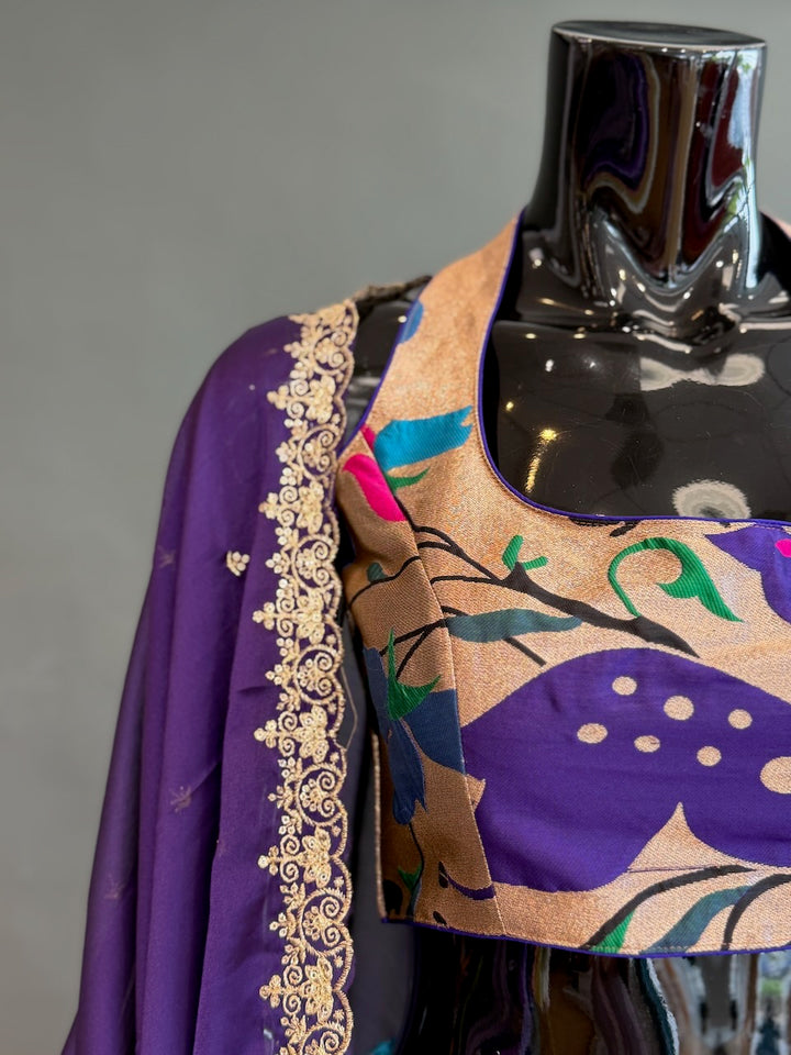 Floral Kanchi Soft Silk with Paithani Blouse Lehenga