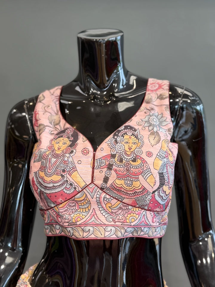 Banarasi Tussar Silk Kalamkari Lehenga