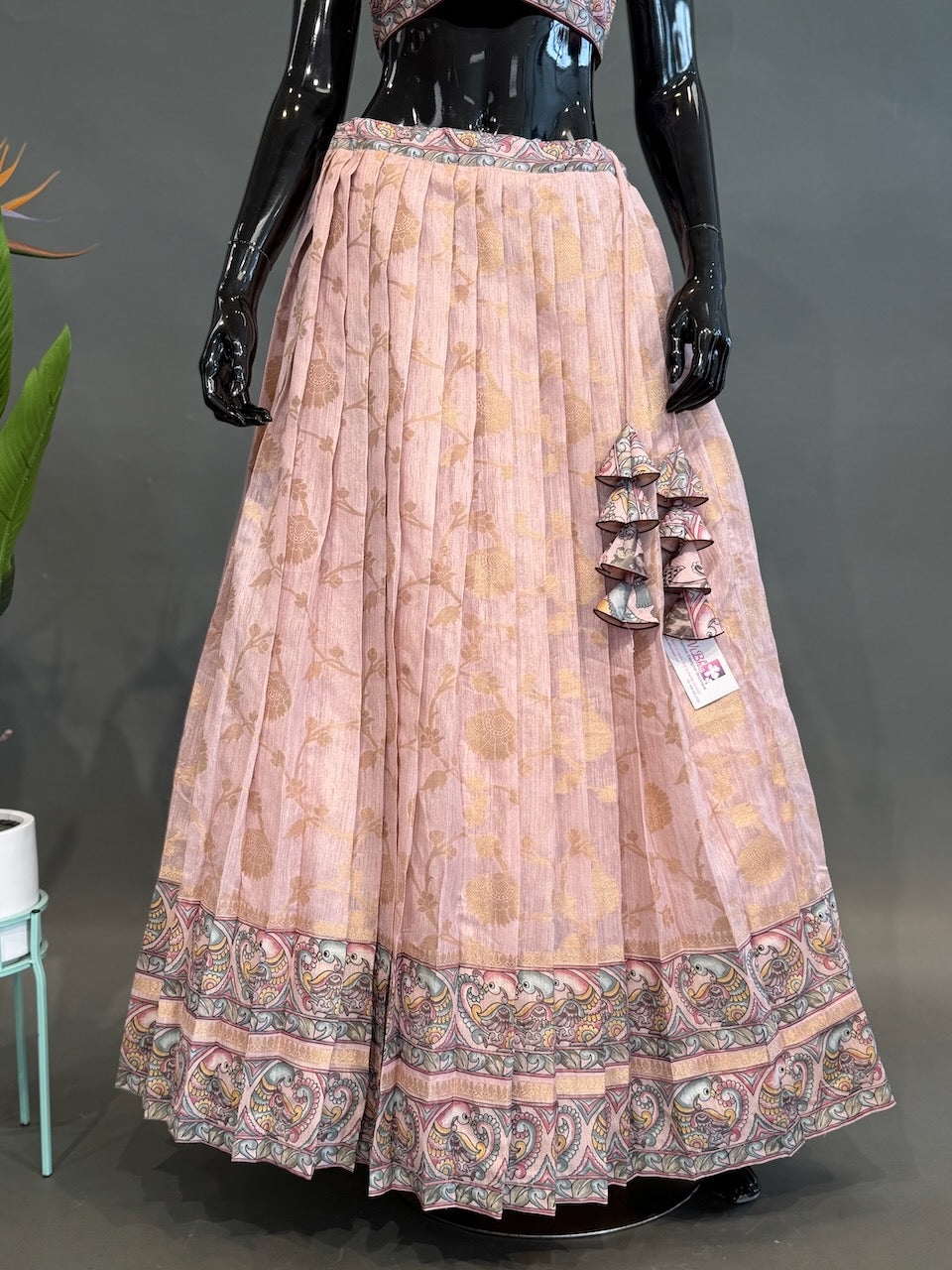 Banarasi Tussar Silk Kalamkari Lehenga