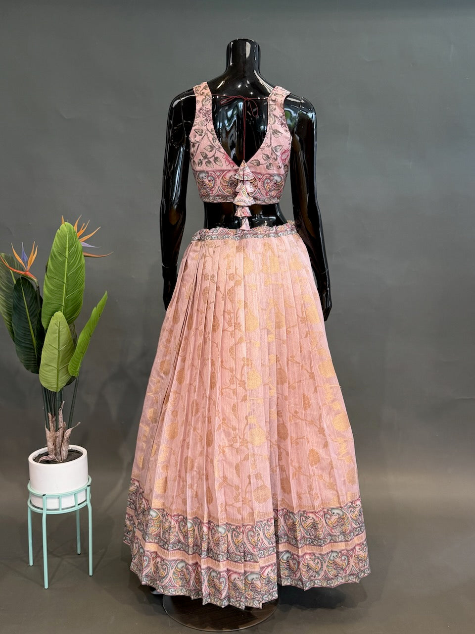 Banarasi Tussar Silk Kalamkari Lehenga