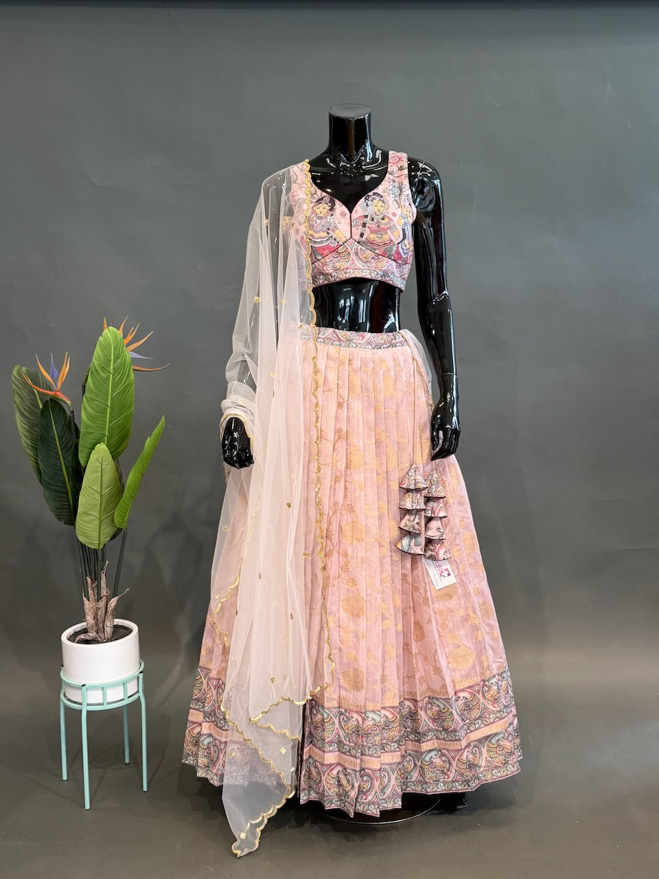 Banarasi Tussar Silk Kalamkari Lehenga