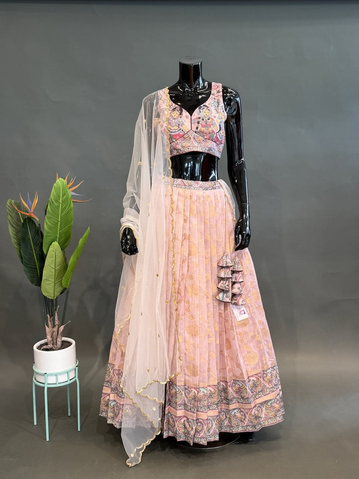 Banarasi Tussar Silk Kalamkari Lehenga