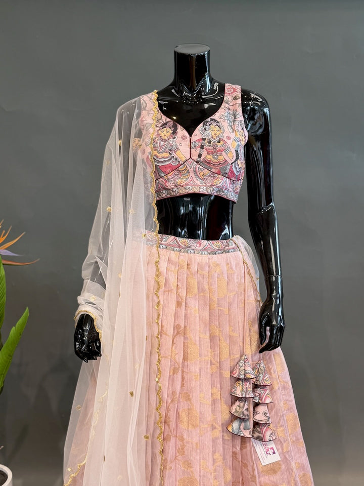 Banarasi Tussar Silk Kalamkari Lehenga