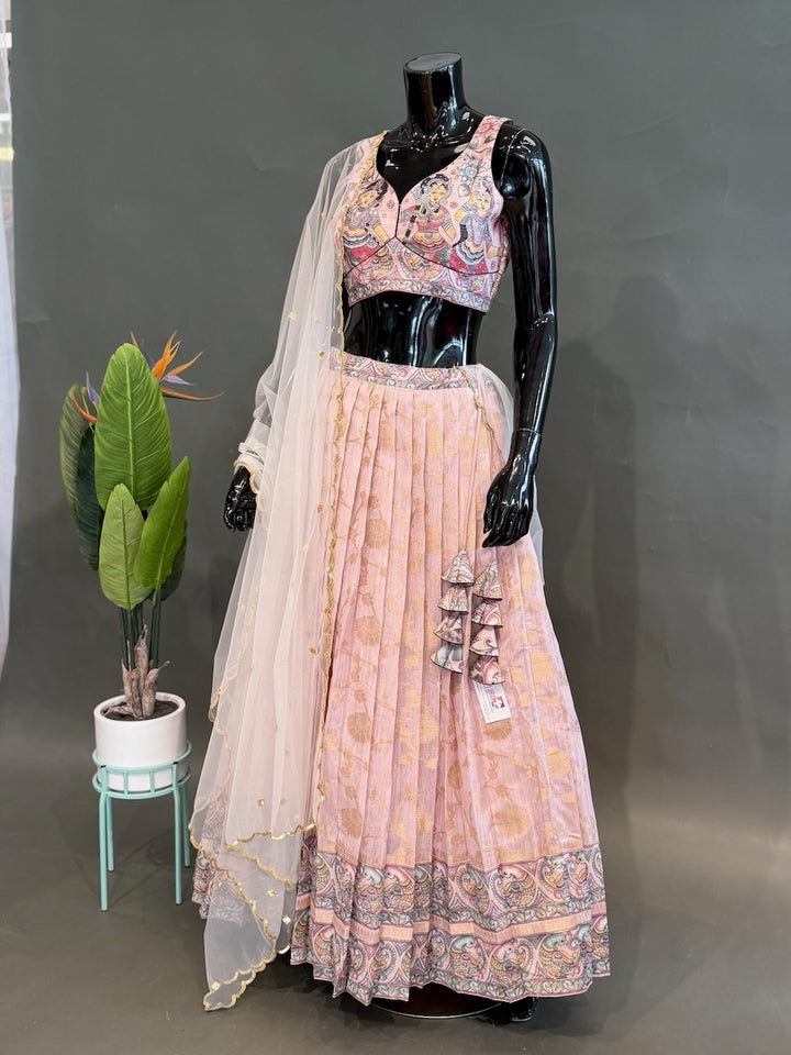 Banarasi Tussar Silk Kalamkari Lehenga