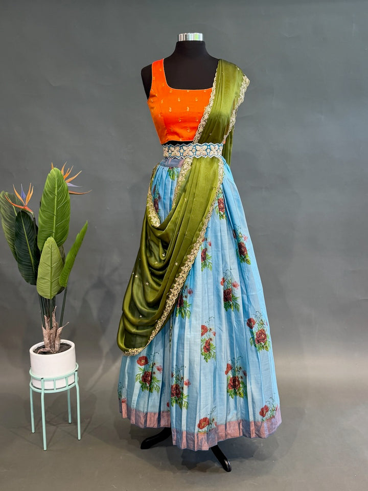 Floral Kanchi Soft Silk Lehenga