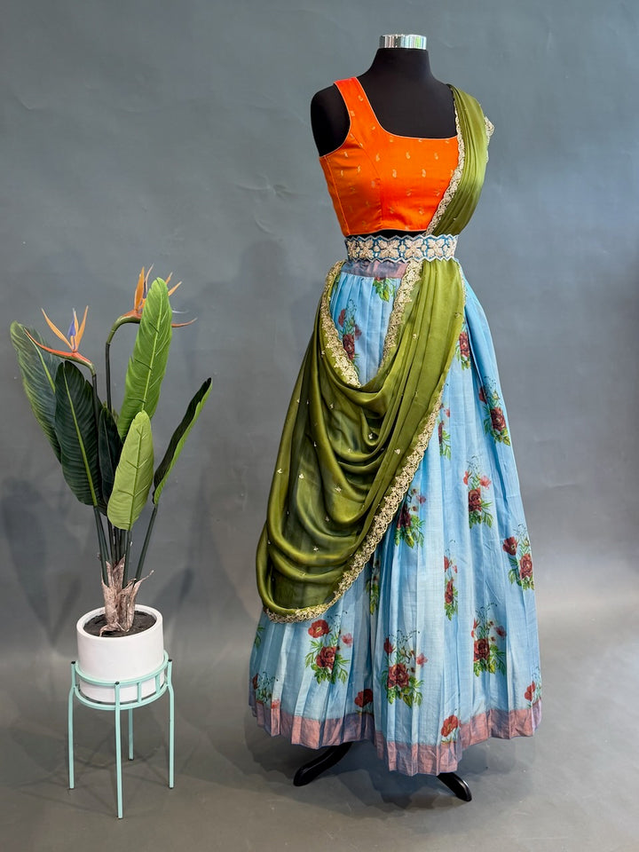 Floral Kanchi Soft Silk Lehenga