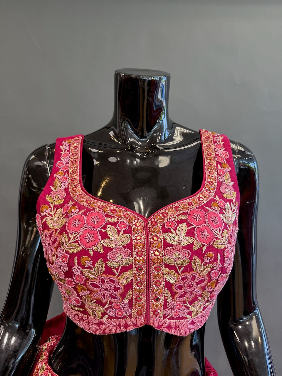 Magenta Pink Embroidered Lehenga