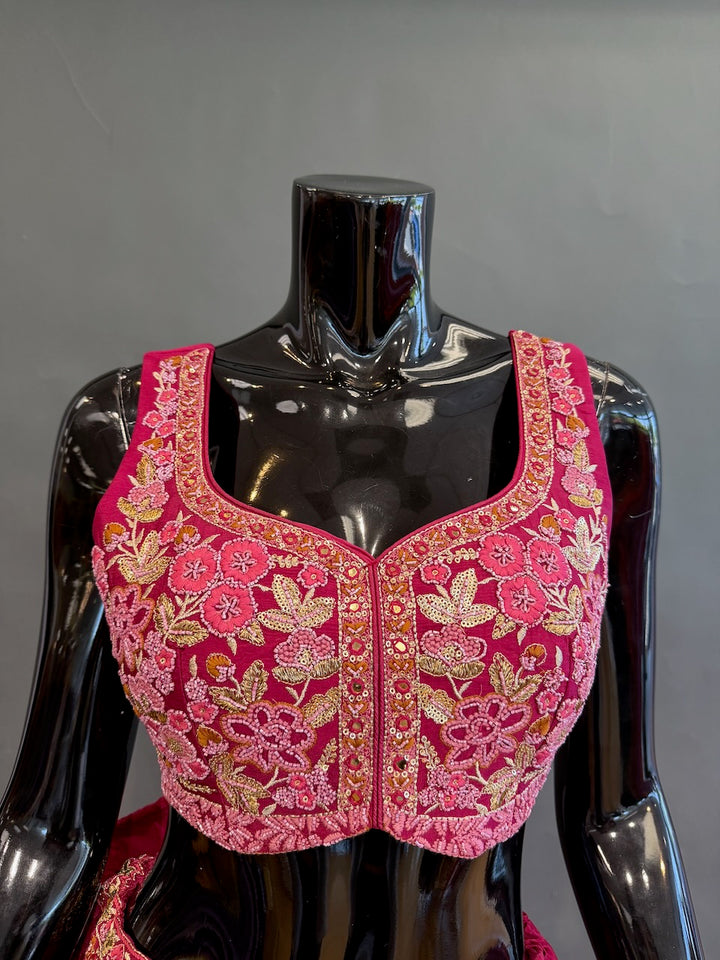 Magenta Pink Embroidered Lehenga