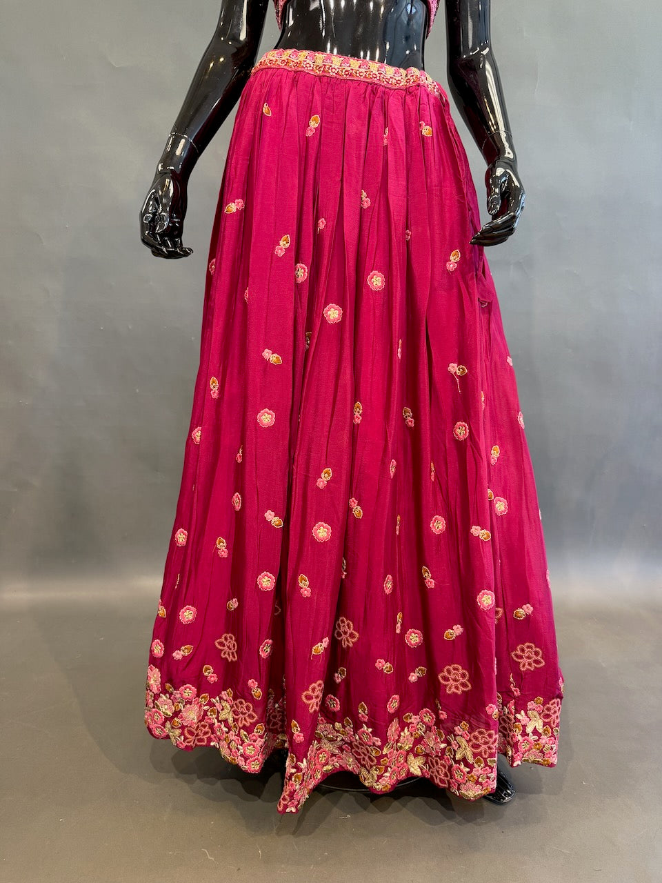 Magenta Pink Embroidered Lehenga